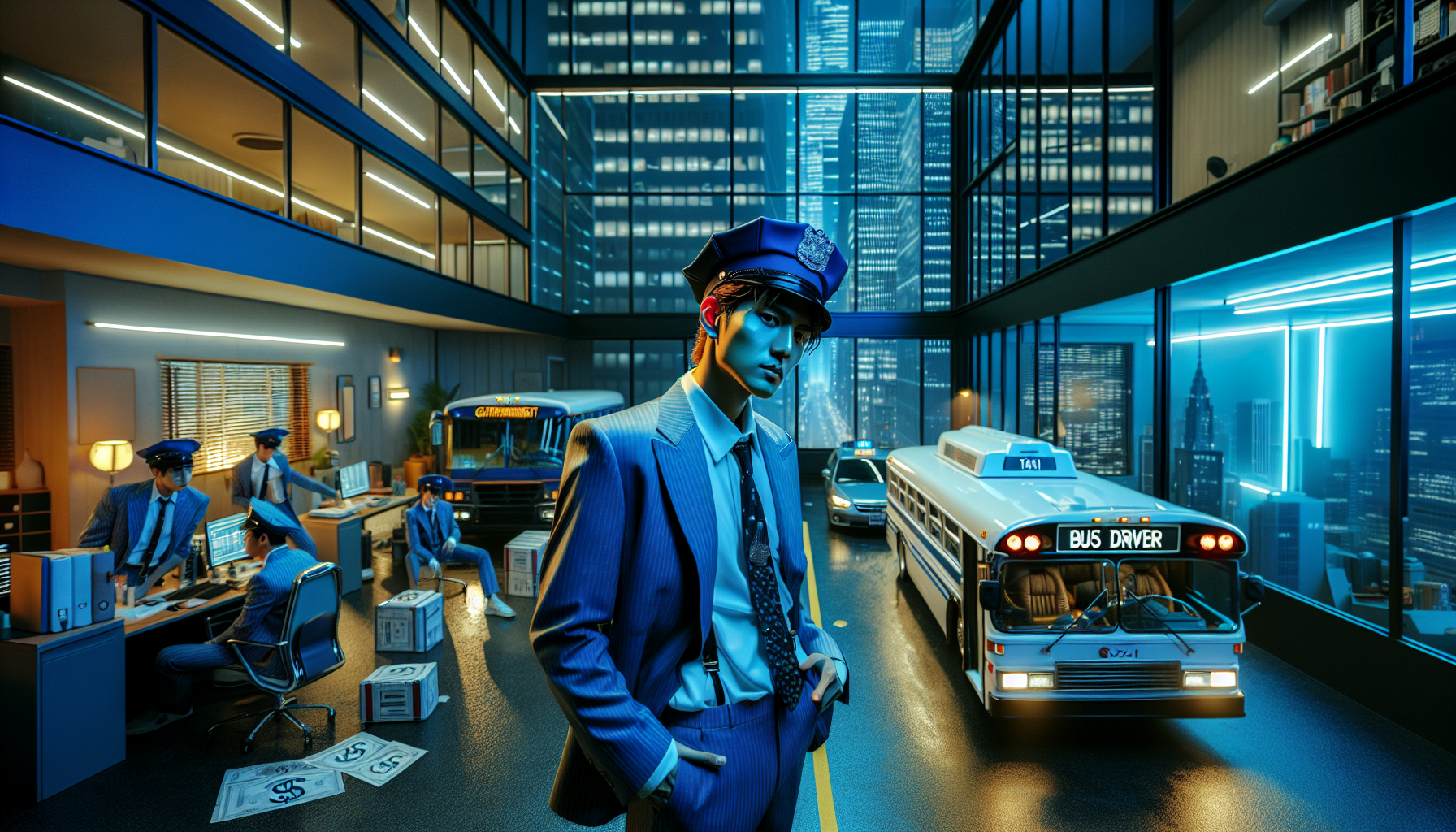 K-pop industry themed image: He also can drive taxis!