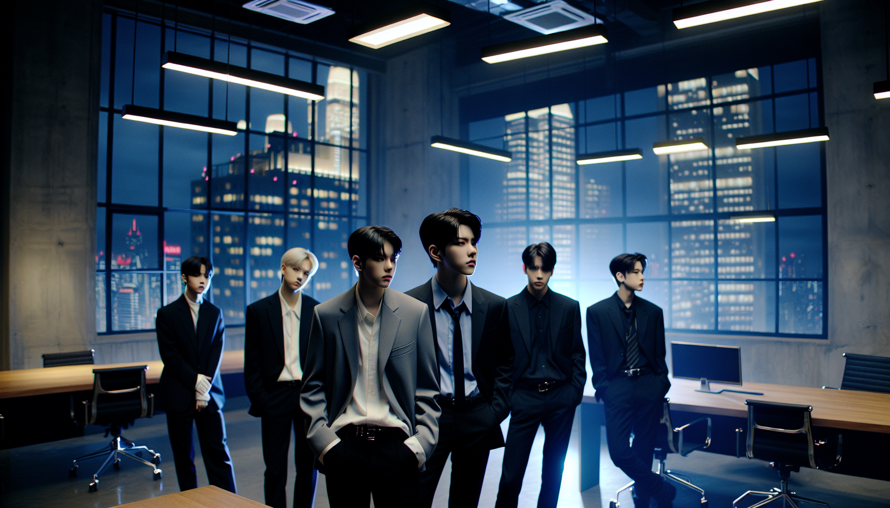 K-pop industry themed image: "A member... is going to leave in 2026..."