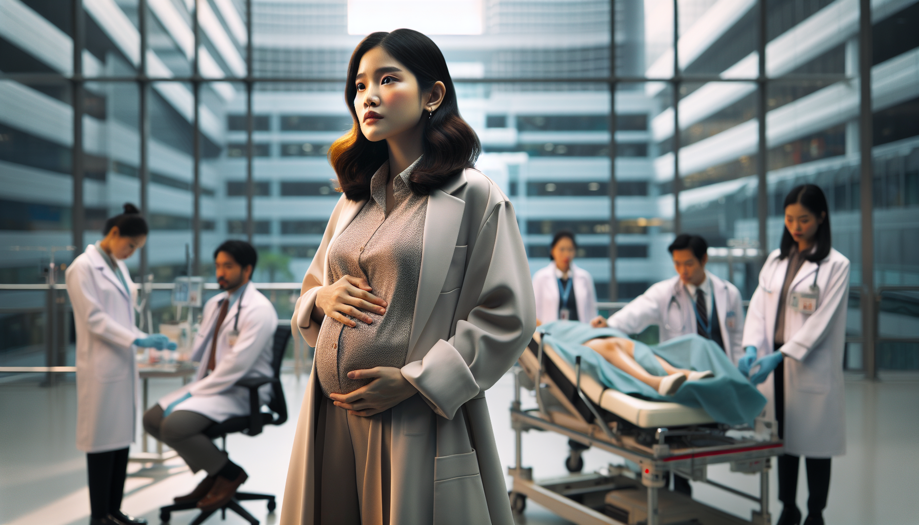 K-pop industry themed image: She gave birth earlier than expected..