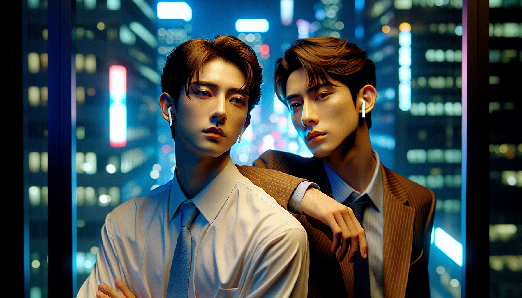 K-pop industry themed image: “Like brothers…”