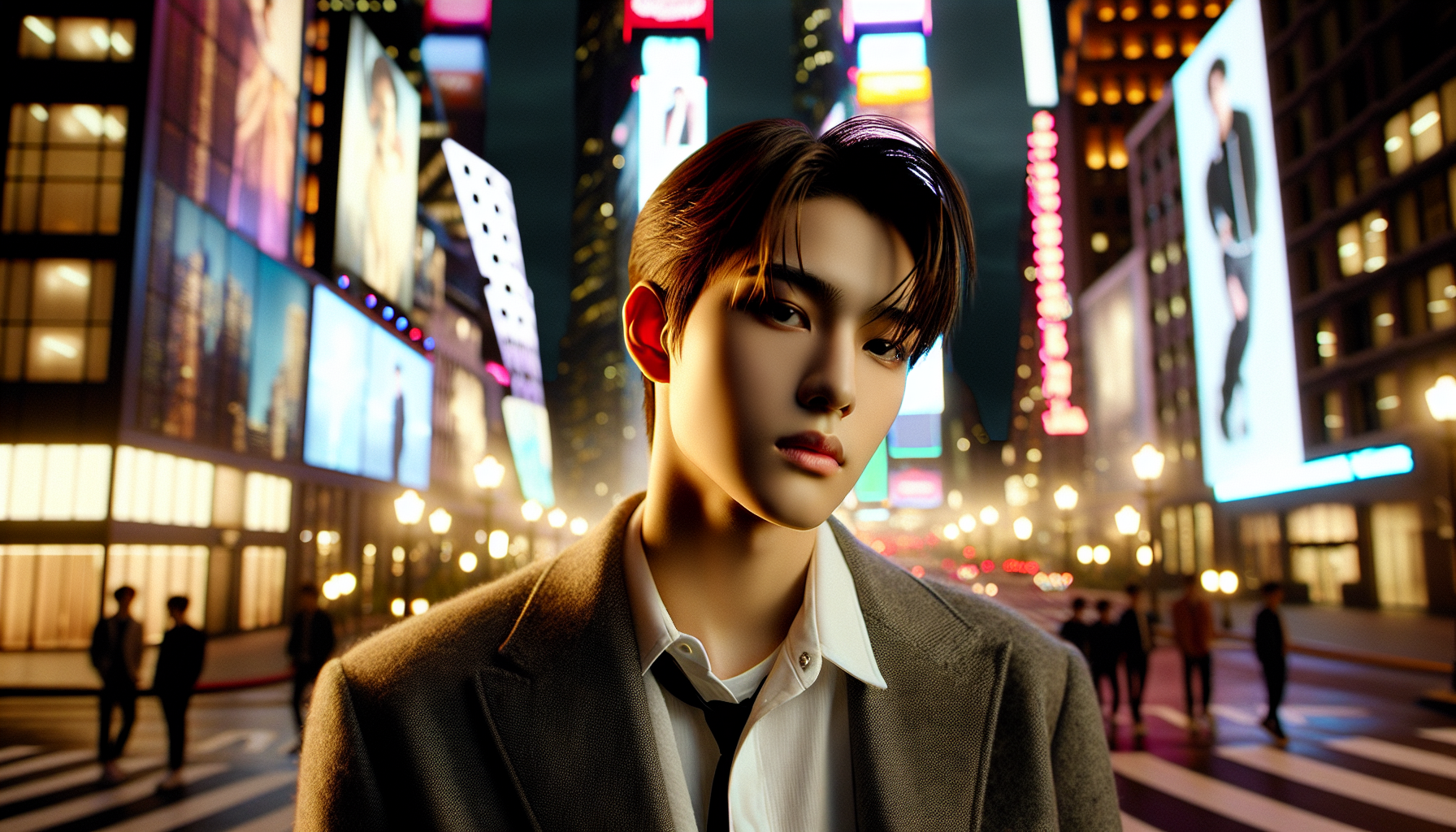 K-pop industry themed image: He was serious.